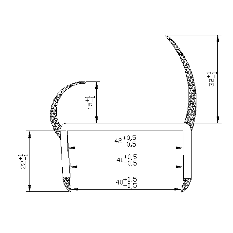 ZSSG40-PA PVC Sealing Strip 42mm wide style